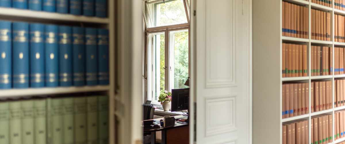 Law firm interior design and bookshelf